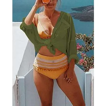 Chic Bsubseach Swim Cover Up Women Button Down Beach Shirt