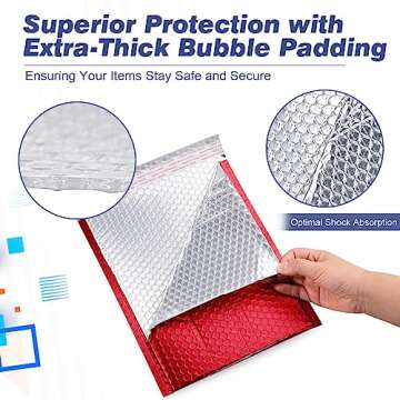 Metallic Matte Red Bubble Mailers for Secure Shipping