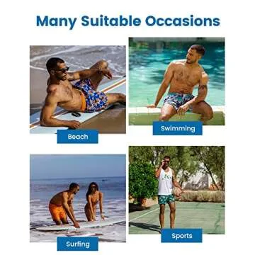 maamgic 5inch Mens Swimming Trunks with Compression Liner 2-in-1 Swim Trunks Stretch Quick Dry Swim Shorts with Zipper Pockets Brown and Yellow Large