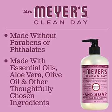 MRS. MEYER'S CLEAN DAY Hand Soap, Made with Essential Oils, Biodegradable Formula, Peony, 12.5 fl. oz - Pack of 3