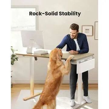 ErGear Standing Desk with Storage Pocket, 40 x 24 inch Height-Adjustable Standing Desk, Electric Standing Desk Workstation with Height Memory Presets for Home & Office, Natural Wood