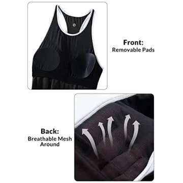 BALEAF Womens High Neck Tennis Tank Tops Built in Bras Racerback Workout Athletic Sports Shirts Black L