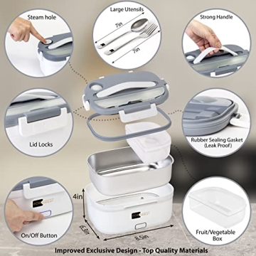 FORABEST Electric Heating Lunch Box - Portable Food Warmer