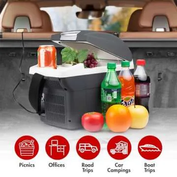 Wagan EL6206 12V 6 Quart Personal Thermoelectric, 6 Liter Capacity, Portable Electric Cooler Warmer with 12/24V DC, Small Fridge for Car, RV, and Camping Use, UL Listed