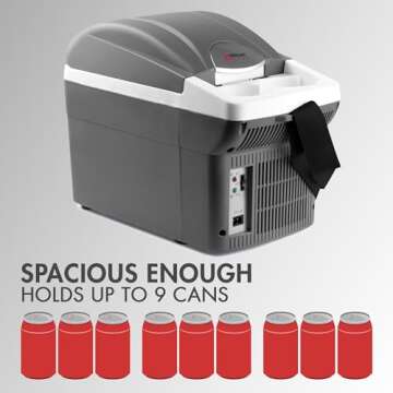 Wagan EL6206 12V 6 Quart Personal Thermoelectric, 6 Liter Capacity, Portable Electric Cooler Warmer with 12/24V DC, Small Fridge for Car, RV, and Camping Use, UL Listed