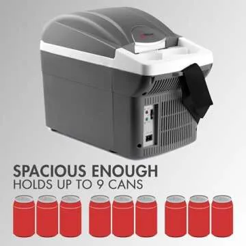 Wagan EL6206 12V 6 Quart Personal Thermoelectric, 6 Liter Capacity, Portable Electric Cooler Warmer with 12/24V DC, Small Fridge for Car, RV, and Camping Use, UL Listed