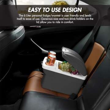 Wagan EL6206 12V 6 Quart Personal Thermoelectric, 6 Liter Capacity, Portable Electric Cooler Warmer with 12/24V DC, Small Fridge for Car, RV, and Camping Use, UL Listed