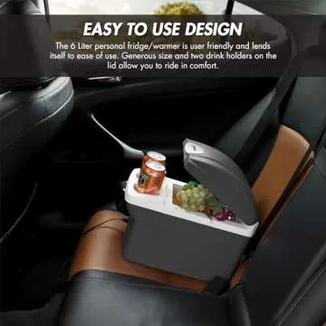 Wagan EL6206 12V 6 Quart Personal Thermoelectric, 6 Liter Capacity, Portable Electric Cooler Warmer with 12/24V DC, Small Fridge for Car, RV, and Camping Use, UL Listed