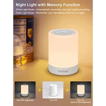 YYDSKIT Baby Night Light, Nursery Night Lamp for Breastfeeding, Portable Nightlight for Kids Toddlers Bedroom, Warm & Soft Bedside Lamp, Touch Control, Rechargeable, Lasting Up to 100Hours