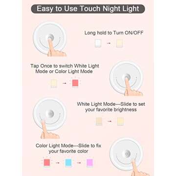 YYDSKIT Baby Night Light, Nursery Night Lamp for Breastfeeding, Portable Nightlight for Kids Toddlers Bedroom, Warm & Soft Bedside Lamp, Touch Control, Rechargeable, Lasting Up to 100Hours