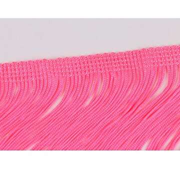 Heartwish268 Fringe Trim Lace Polyerter Fibre Tassel 4inch Wide 10 Yards Long for Clothes Accessories Latin Wedding Dress DIY Lamp Shade Decoration Black (Fluorescent Peach)