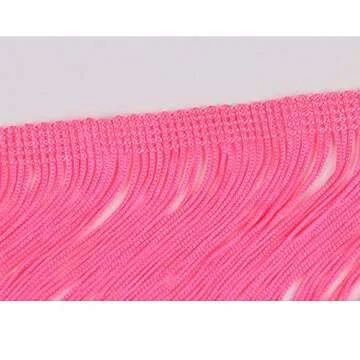 Heartwish268 Fringe Trim Lace Polyerter Fibre Tassel 4inch Wide 10 Yards Long for Clothes Accessories Latin Wedding Dress DIY Lamp Shade Decoration Black (Fluorescent Peach)