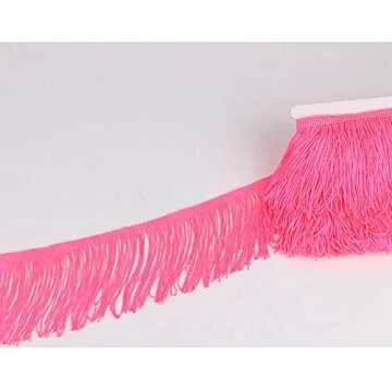 Heartwish268 Fringe Trim Lace Polyerter Fibre Tassel 4inch Wide 10 Yards Long for Clothes Accessories Latin Wedding Dress DIY Lamp Shade Decoration Black (Fluorescent Peach)