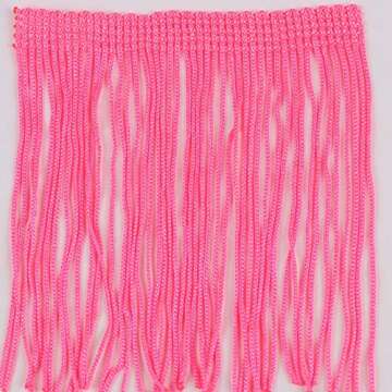 Heartwish268 Fringe Trim Lace Polyerter Fibre Tassel 4inch Wide 10 Yards Long for Clothes Accessories Latin Wedding Dress DIY Lamp Shade Decoration Black (Fluorescent Peach)