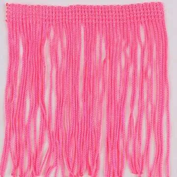 Heartwish268 Fringe Trim Lace Polyerter Fibre Tassel 4inch Wide 10 Yards Long for Clothes Accessories Latin Wedding Dress DIY Lamp Shade Decoration Black (Fluorescent Peach)