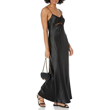 Elegant Shelby Cutout Slip Dress by The Drop in Black