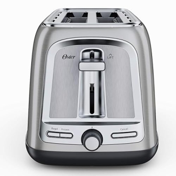 Oster Advanced Toast Technology 2-Slice Toaster, Stainless Steel Finish, All Bread Types and Bagels