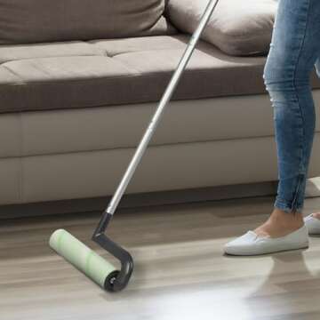 Smart Design Large Mega Floor Lint Roller with Ergonomic Handle - Aluminum Tubes - Includes Adhesive Sheets - for Cleaning, Carpet, Car, Clothing, and Pet Hair - 12.5 x 42 Inch