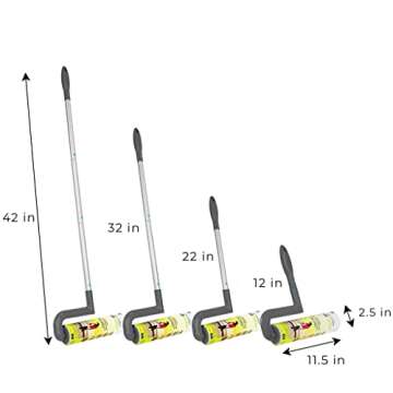 Smart Design Large Mega Floor Lint Roller with Ergonomic Handle - Aluminum Tubes - Includes Adhesive Sheets - for Cleaning, Carpet, Car, Clothing, and Pet Hair - 12.5 x 42 Inch