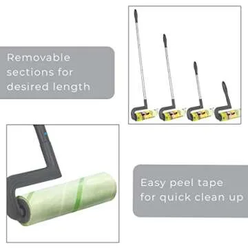 Smart Design Large Mega Floor Lint Roller with Ergonomic Handle - Aluminum Tubes - Includes Adhesive Sheets - for Cleaning, Carpet, Car, Clothing, and Pet Hair - 12.5 x 42 Inch