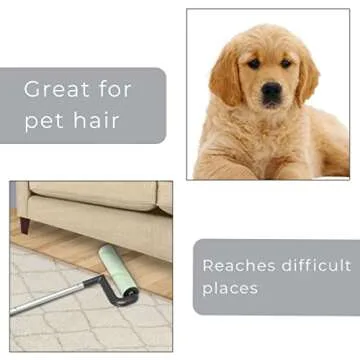 Smart Design Large Mega Floor Lint Roller with Ergonomic Handle - Aluminum Tubes - Includes Adhesive Sheets - for Cleaning, Carpet, Car, Clothing, and Pet Hair - 12.5 x 42 Inch