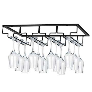 MOCOUM Wine Glasses Rack Under Cabinet Stemware Rack, Wine Glass Hanger Rack Wire Wine Glass Holder ...