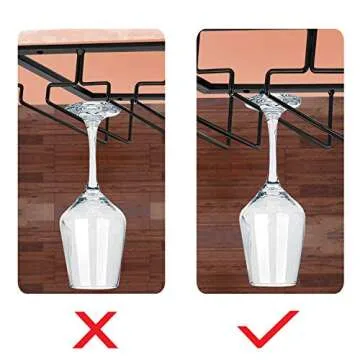 MOCOUM Wine Glasses Rack Under Cabinet Stemware Rack, Wine Glass Hanger Rack Wire Wine Glass Holder Storage Hanger for Cabinet Kitchen Bar (Black, 4 Rows 2 Pack)