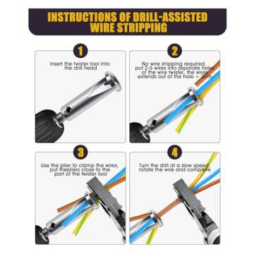 Neepanda Wire Twisting Tool, Wire Stripper and Twister, Quick Connector Twist Wire Tool for Power Drill Drivers, Power Tool Accessories Simultaneously Stripping and Twist Wire Cable (4 Square)