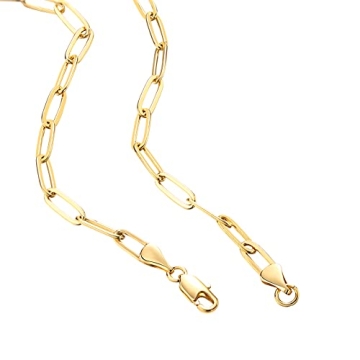 PAVOI Womens 14K Gold Plated ‚Äì Yellow Gold Paperclip Chain Adjustable Necklace