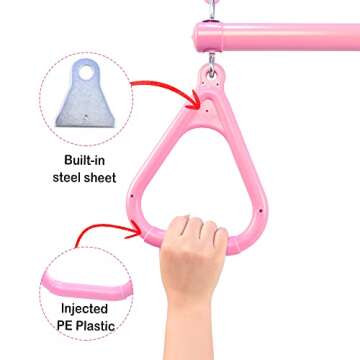 18" Pink Trapeze Swing Bar Rings 48" Heavy Duty Plastic Coated Chains Swing Set Accessories