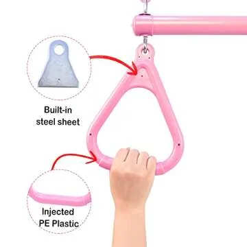 18" Pink Trapeze Swing Bar Rings 48" Heavy Duty Plastic Coated Chains Swing Set Accessories