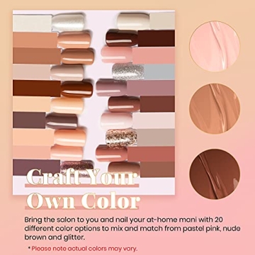 Beetles Gel Nail Polish Set, 23 Pcs Nude Pink Gel Polish Set Glitter Peach Desert Neutral Rose Gel Nail Kit Natural Skin Tone Uv Soak Off Nail Art Glossy & Matte Top Coat Gel Fall Gift for Girls