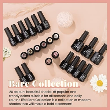 Beetles Gel Nail Polish Set, 23 Pcs Nude Pink Gel Polish Set Glitter Peach Desert Neutral Rose Gel Nail Kit Natural Skin Tone Uv Soak Off Nail Art Glossy & Matte Top Coat Gel Fall Gift for Girls
