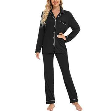 Anjue Women's 2 PCS Long Sleeve Pajama Set - Soft & Cozy Nightwear