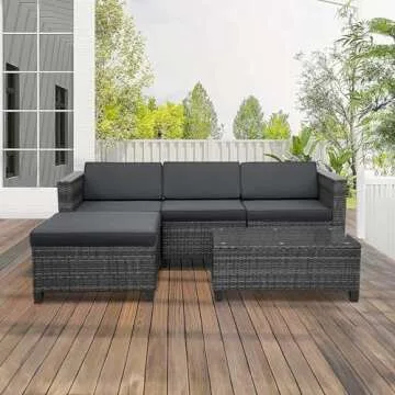 5 Piece Weather Resistant Outdoor Patio Sectional Furniture Set
