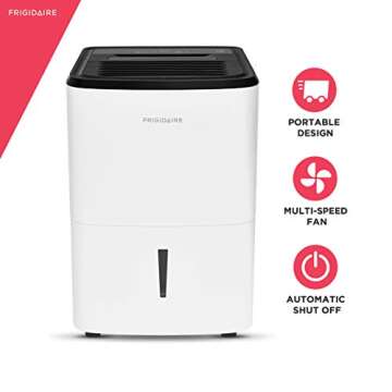 Frigidaire FFAD2233W1 Dehumidifier, Low Humidity 22 Pint Capacity with a Easy-to-Clean Washable Filter and Custom Humidity Control for maximized comfort, in White