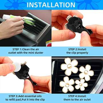 Daisy Car Decoration Flower Air Vent Clip Set – Colorful Car Accessories for Women