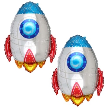 2 Pcs Rocket Shaped Mylar Foil Balloon | Space Party Decorations