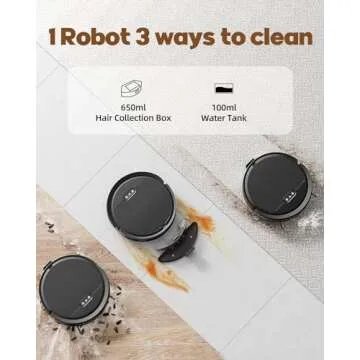 Pureatic V3 2 in 1 Robot Vacuum and Mop with 5000Pa Suction Power, Works with 2.4GWifi/ Alexa/App/, Self-Charging Vacuum Cleaner, Tangle-Free, Ideal for Pet Hair,Carpet and Hard Floor