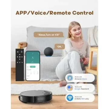 Pureatic V3 2 in 1 Robot Vacuum and Mop with 5000Pa Suction Power, Works with 2.4GWifi/ Alexa/App/, Self-Charging Vacuum Cleaner, Tangle-Free, Ideal for Pet Hair,Carpet and Hard Floor