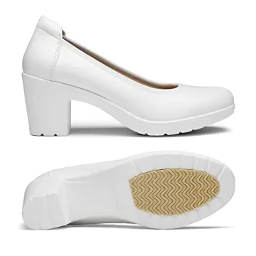 DREAM PAIRS Womens Edena Comfortable Chunky Heel Pumps