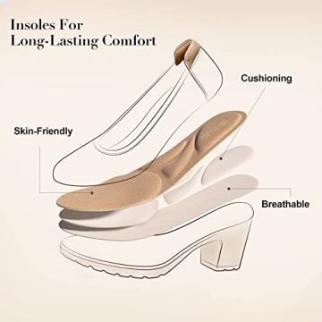 DREAM PAIRS Womens Edena Comfortable Chunky Heel Pumps