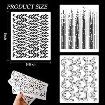 DI QIU REN 8PCS Cake Decorating Stencils & Templates, 8x9.8Inches Large Floral Cake Printing Fine Hollow Lace Cookie Fondant Dessert Cake Templates, Side Baking Mesh Stencil Tool for Cake Decor