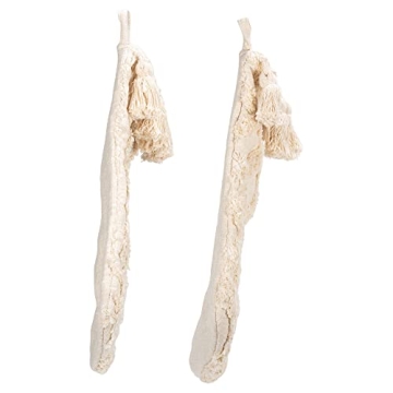 Charming 20" Ivory Cotton Slub Stockings Set of 2