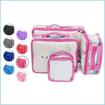 Clear Travel Packing Cubes Set of 4 - Durable Transparent Organizers for Easy Packing