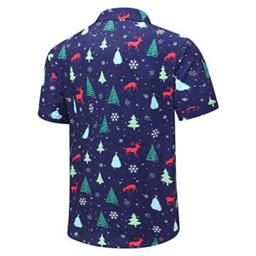 Simmashah Mens Hawaiian Shirt, Short Sleeves Button Down Beach Clothing, Unisex Summer Flamingos Casual Aloha Floral Shirts 2-054 Christmas Day S