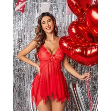 Avidlove Women’s Sexy Red Babydoll Lingerie for Valentine’s Day