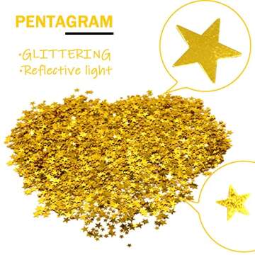 Ruidee 60g Star Confetti Metallic Foil Stars Table Confetti Metallic Foil Stars Sequin for Halloween Birthday Wedding Festival Party DIY(Gold)