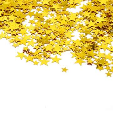 Ruidee 60g Star Confetti Metallic Foil Stars Table Confetti Metallic Foil Stars Sequin for Halloween Birthday Wedding Festival Party DIY(Gold)