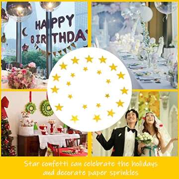 Ruidee 60g Star Confetti Metallic Foil Stars Table Confetti Metallic Foil Stars Sequin for Halloween Birthday Wedding Festival Party DIY(Gold)